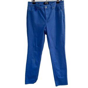 Talbots Womens Slim Ankle Jeans 8L Bright Blue Flawless Five-Pocket Cotton Blend